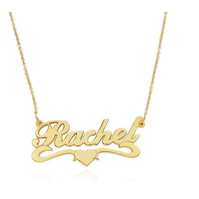 Double Thickness Underline Heart Name Necklace in 18ct Gold Plating