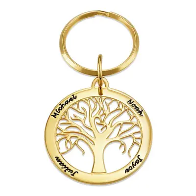 Personalised Family Tree Keychain in 18ct Gold Plating