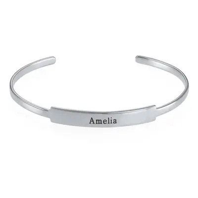 Open Name Bangle Bracelet in Sterling Silver