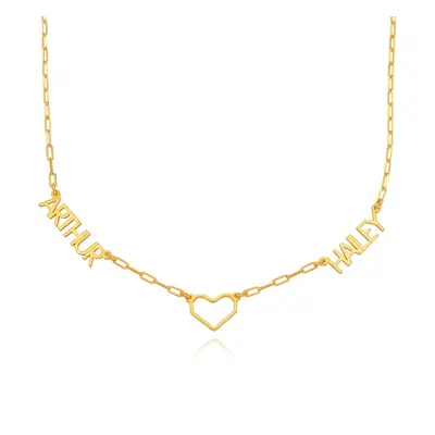 Lovers Heart Mullti Name Necklace in 18ct Gold Plating