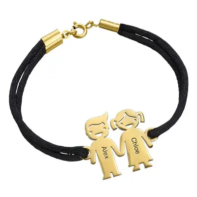 Children Holding Hands Bracelet in 18ct Gold Plating