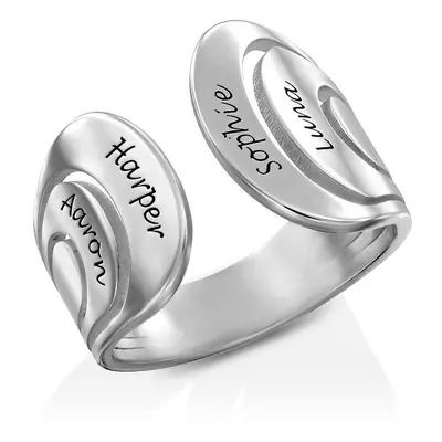 Hug Ring with Kids Names in Sterling Silver