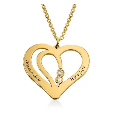 Engraved Couples Necklace with Diamonds in 18ct Gold Plating