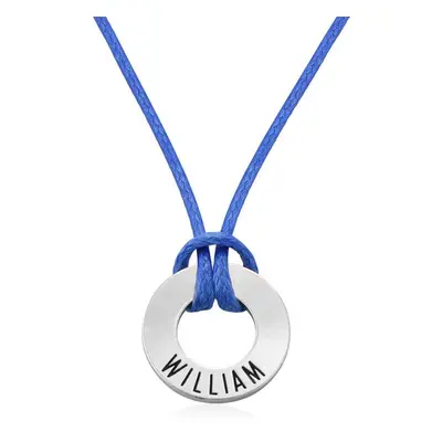 ID Wax Cord Necklace for Boys in Sterling Silver