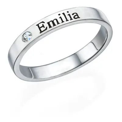 Stackable Diamond Name Ring in Sterling Silver