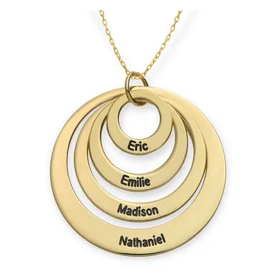 Four Open Circles Necklace with Engraving in 10ct gold