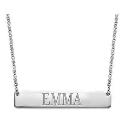 Engraved Horizontal Bar Necklace in Sterling Silver