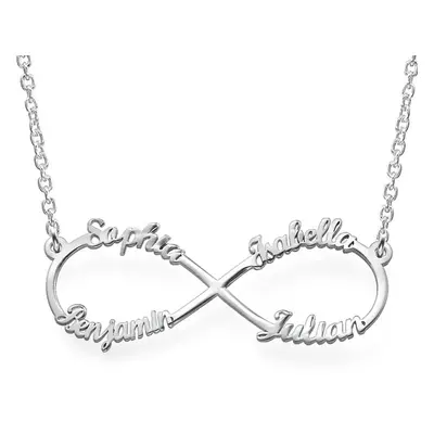 Infinity 4 Names Necklace in Premium Silver