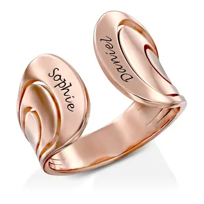 Hug Ring with Kids Name in 18ct Rose Gold Plating