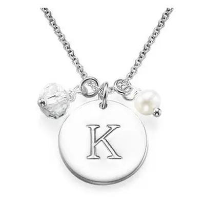 Initial Disc Necklace with Charm in Sterling Silver