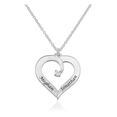 Custom Heart Necklace with Diamond in Sterling Silver