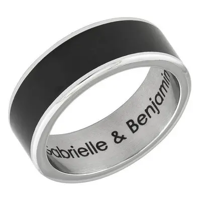 Engraved Black Men's Promise Ring in Stainless Steel