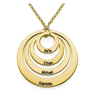 Four Open Circles Necklace with Engraving in 18ct Gold Plating