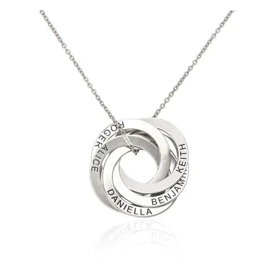 Russian Ring Necklace with 5 Rings in 14ct Solid White Gold