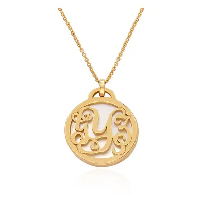 Monogram Initials Necklace with Semi Precious Stone in 18ct Gold Plating