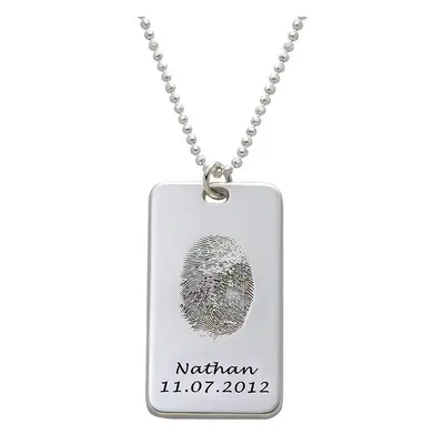 Fingerprint Dog Tag Necklace in Sterling Silver