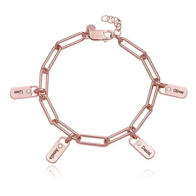 Rory Chain Link Bracelet with Diamond Custom Charms in 18ct Rose Gold Plating