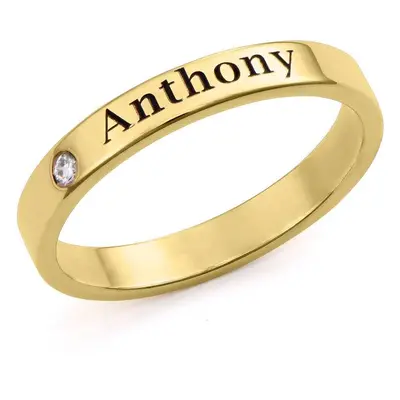 Stackable Diamond Name Ring in 18ct Gold Plating