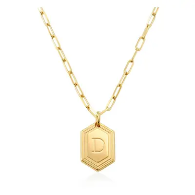 Cupola Link Chain Initial Necklace in 18ct Gold Plating