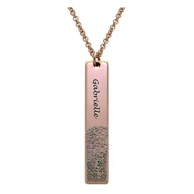 Fingerprint Engraved Vertical Bar Necklace with 18ct Rose Gold Plating