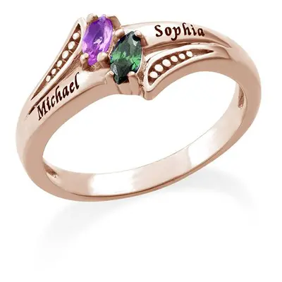 Personalised Birthstone Ring in 18ct Rose Gold Plating