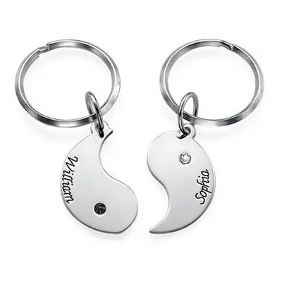 Personalised Yin Yang Keychain for Couples in Sterling Silver