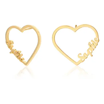 Contour Heart Name Earrings in 18ct Gold Vermeil