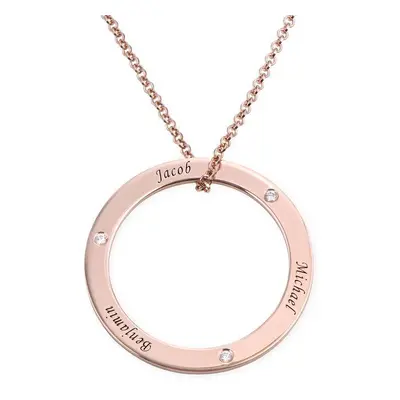 Engraved Family Circle Necklace for Mum in 18ct Rose Gold Plating