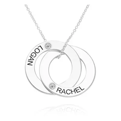 Russian Ring Necklace with 2 Rings and Diamonds in 14ct Solid White Gold