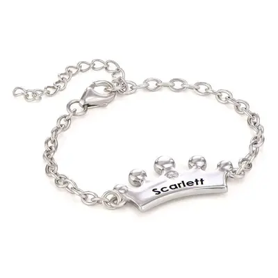 Princess Crown Bracelet for Girls with Cubic Zirconia in Sterling Silver