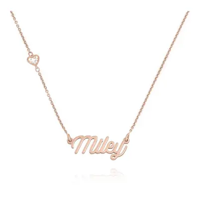 Twirl Script Name Necklace with Heart Diamond in 18ct Rose Gold Plating