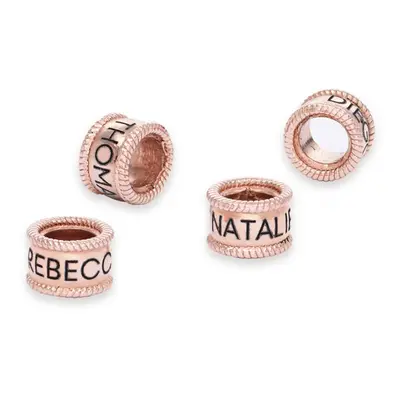 Custom Engraved Beads for Charming Heart Necklace in 18ct Rose Gold Plating