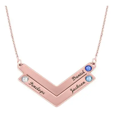 Personalised Family Necklace with Birthstones in 18ct Rose Gold Plating