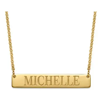 Engraved Horizontal Bar Necklace in 18ct Gold Plating