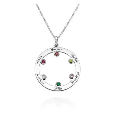 The Family Circle Necklace with Birthstones in Sterling Silver