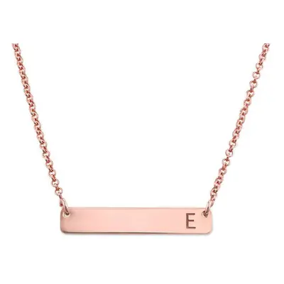 Horizontal Bar Necklace with Initial in 18ct Rose Gold Plating