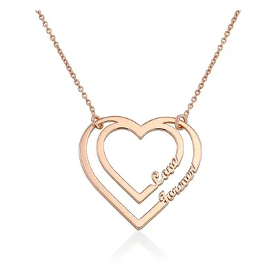 Personalised Heart Necklace with Two Names in 18ct Rose Gold Plating