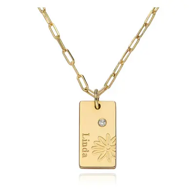 Link Blossom Birth Flower & Diamond Necklace in 14ct Solid Yellow Gold