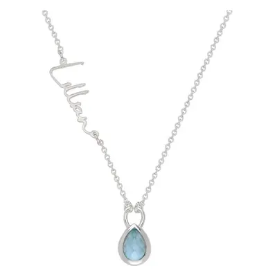 Annie Teardrop Name Necklace with Gemstone in Sterling Silver