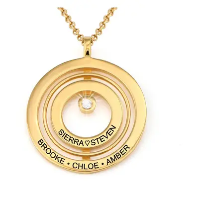 Engraved Circle of Life Necklace in 18ct Gold Vermeil with Diamond