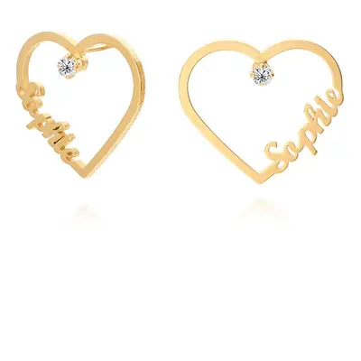 Contour Heart Name Earrings with 0.05ct Diamonds in 18ct Gold Vermeil