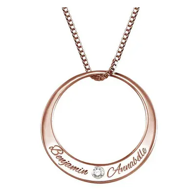 Circle Rose Gold Plated Necklace with Diamond