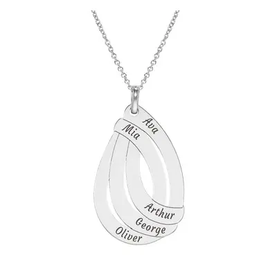 Engraved Drop Necklace in Sterling Silver