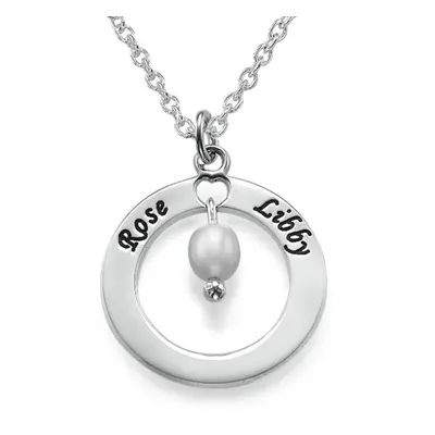 Engraved Classic Circle Necklace with Birthstones