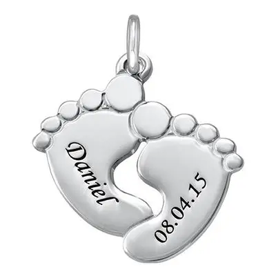 Engraved Baby Feet Charm