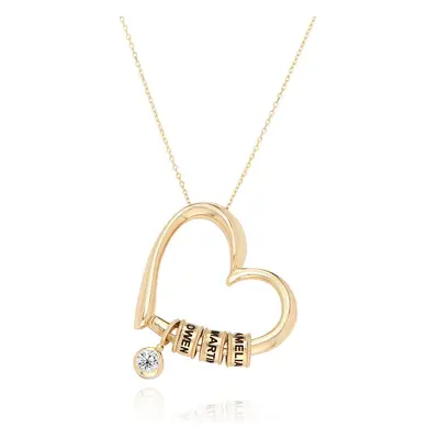 Charming Heart Necklace with Engraved Beads and 0.25ct Diamond in 10ct Solid Yellow Gold