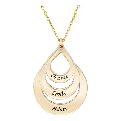 Engraved Three Drops Family Necklace in 10ct Solid Yellow Gold