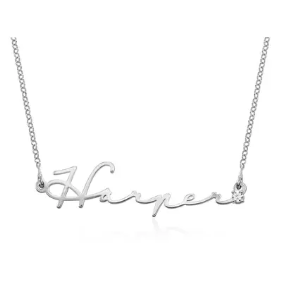 Signature Style Name Necklace with Diamond in Sterling Silver