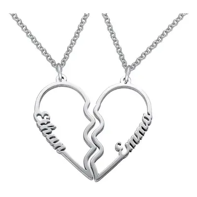 Broken Heart Name Necklace for Couples