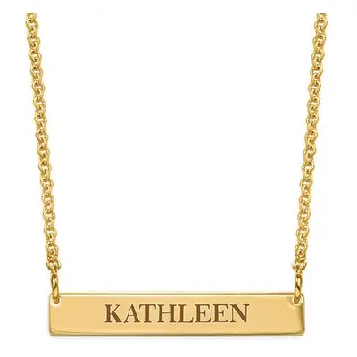 Tiny 18ct Gold Plated Bar Necklace with Engraving for Teens